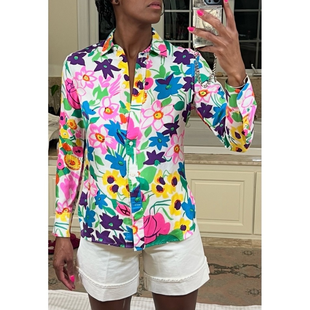 Collection Slim-Fit Silk Twill Shirt in Vibrant Garden